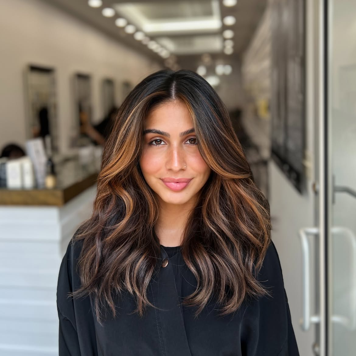 Rich Caramel Balayage With Face Framing Layers