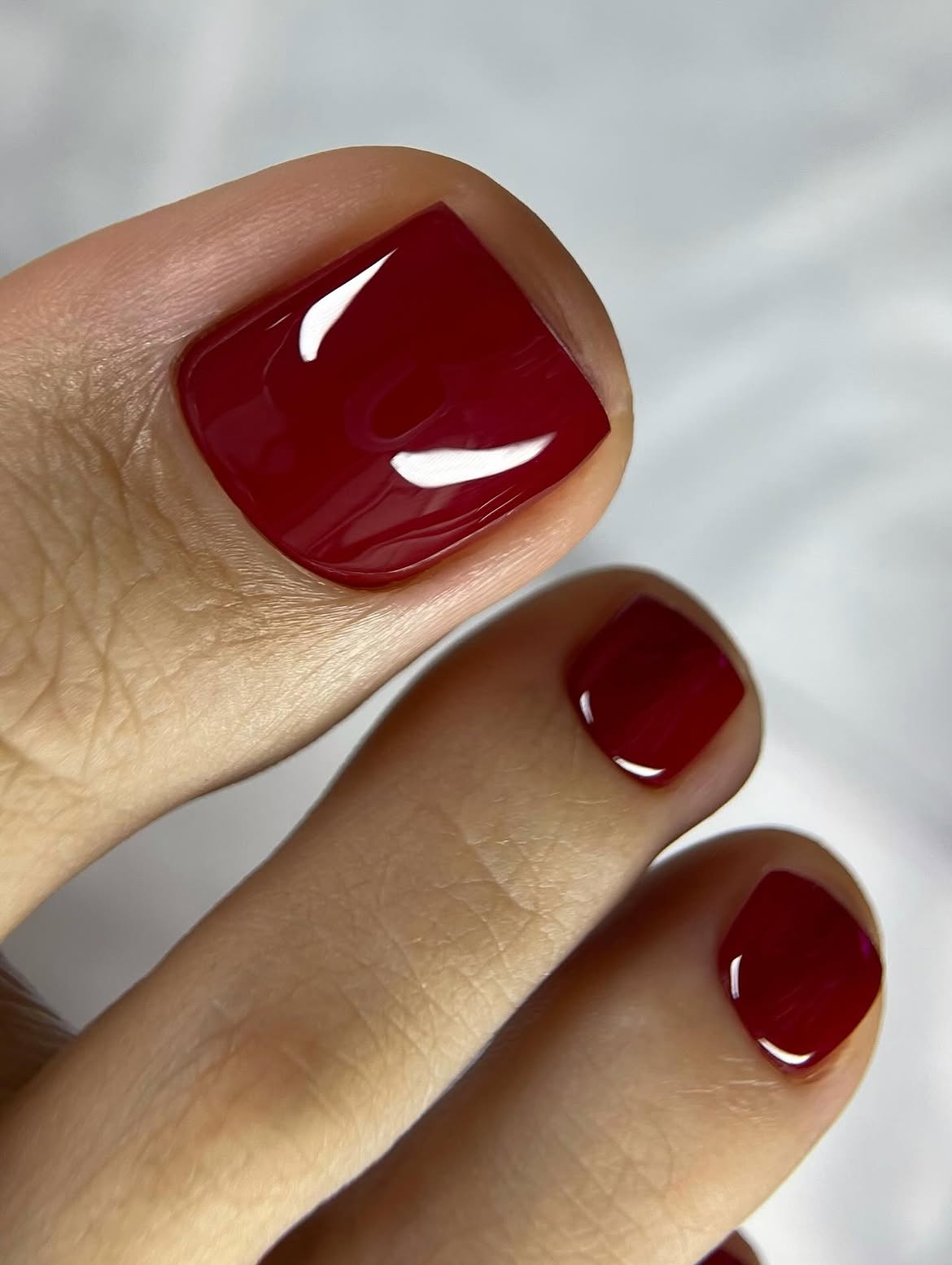 Rich Cherry Red Glossy Pedicure