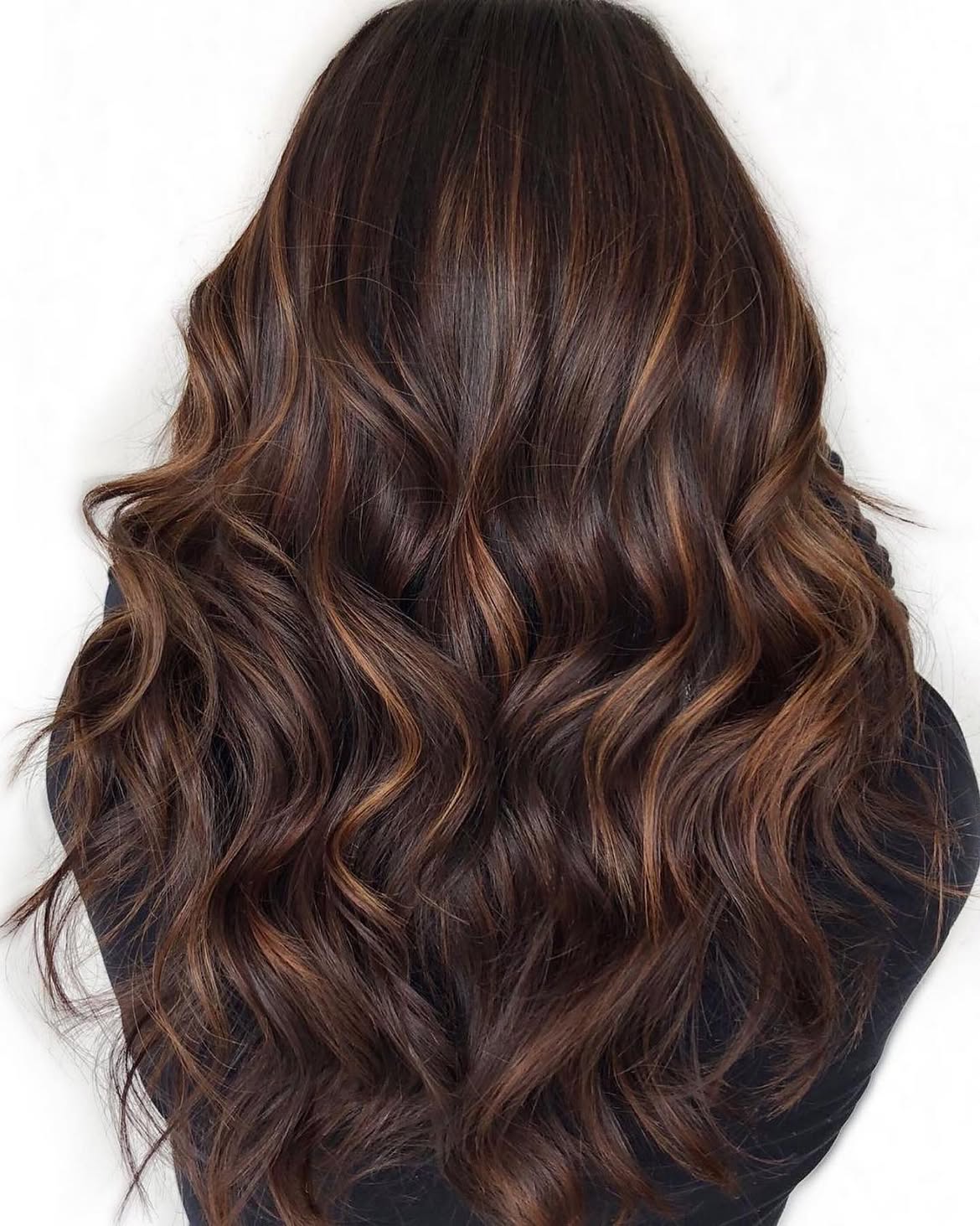 Rich Chocolate Brown Hair With Caramel Highlights
