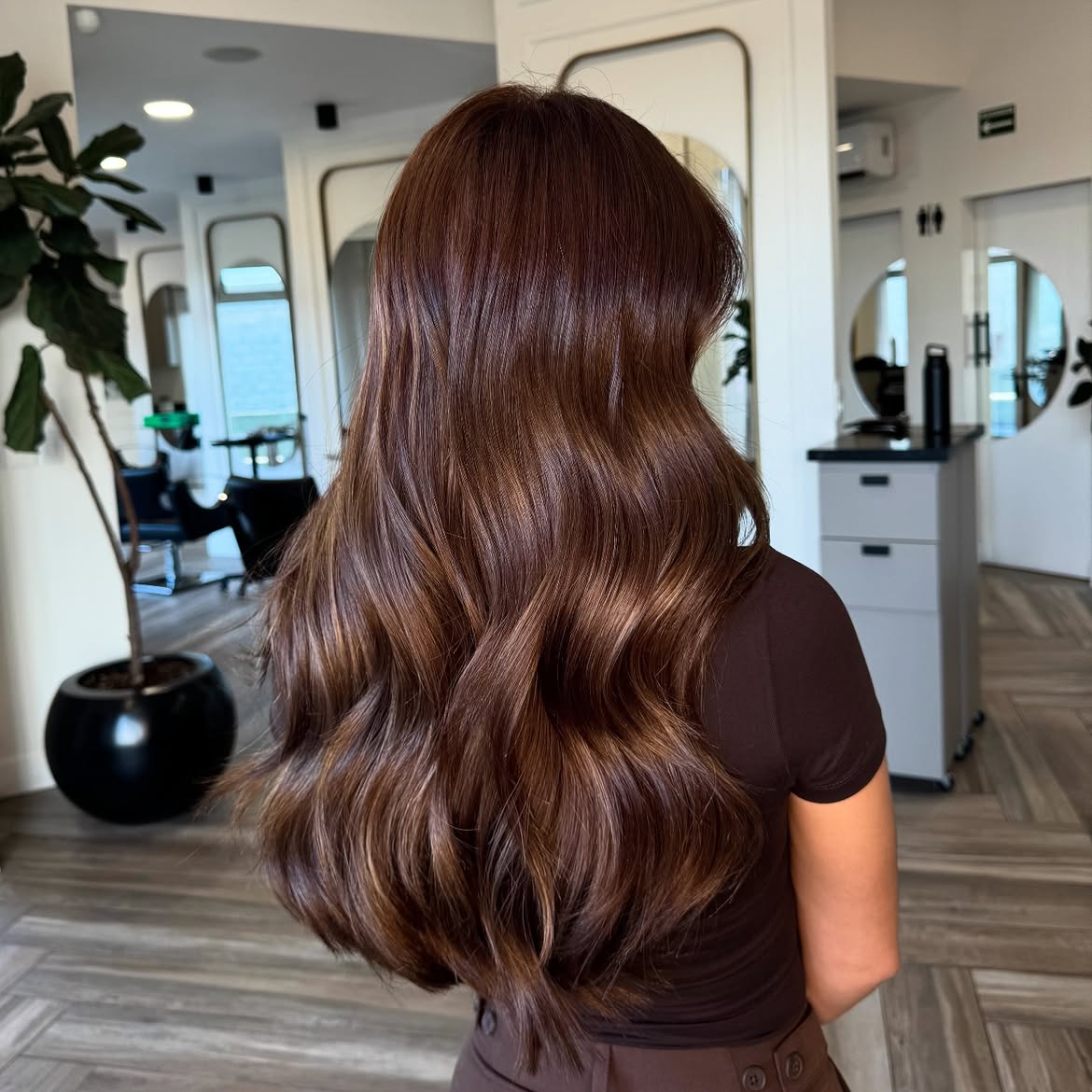Rich Chocolate Brown Hair With Subtle Caramel Balayage