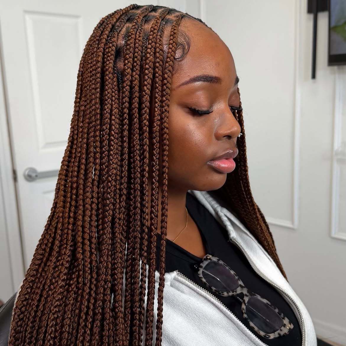 Rich Chocolate Brown Knotless Box Braids