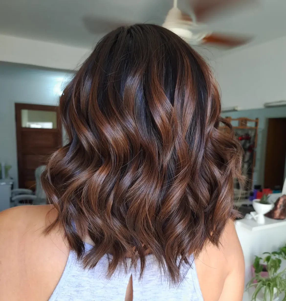 Rich Chocolate Brown Waves With Caramel Highlights