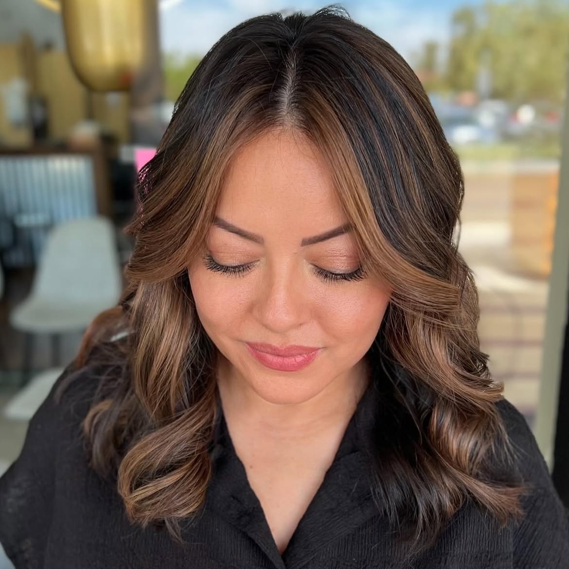 Rich Chocolate Brown With Caramel Balayage