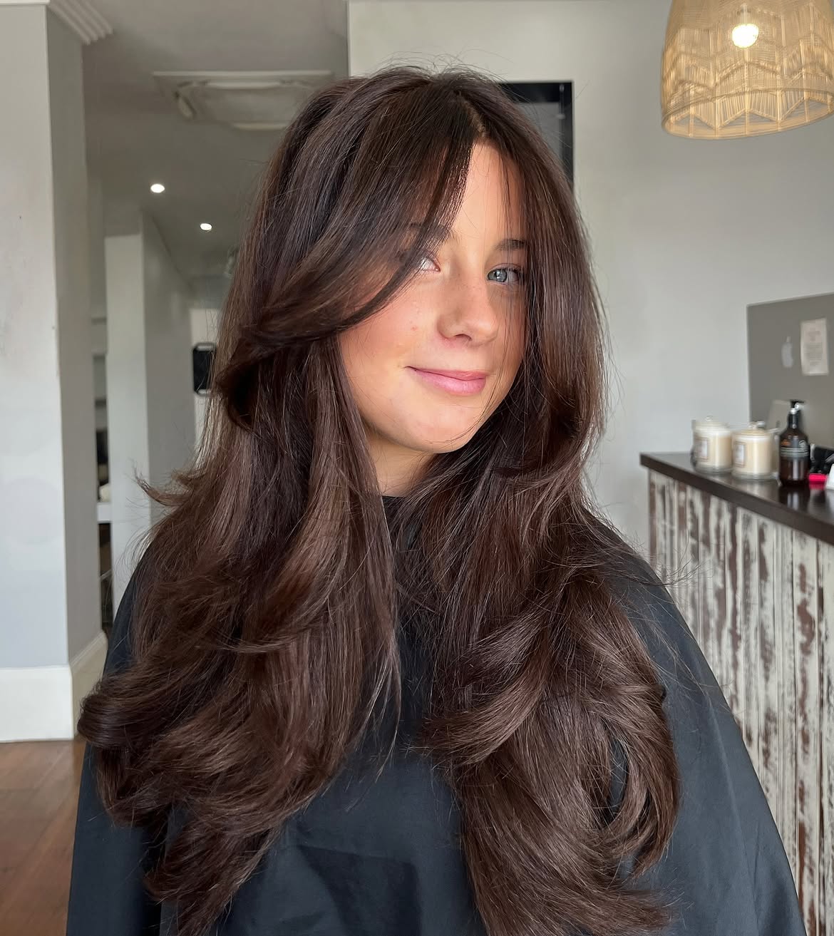 Rich Chocolate Brown With Face Framing Layers