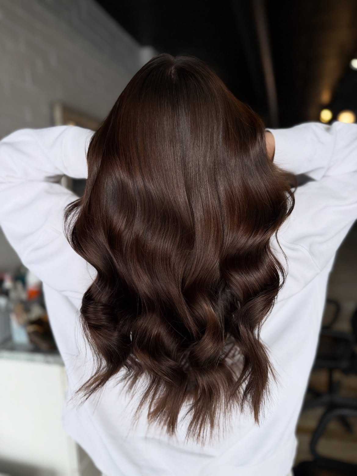 Rich Chocolate Brown With Loose Hollywood Waves