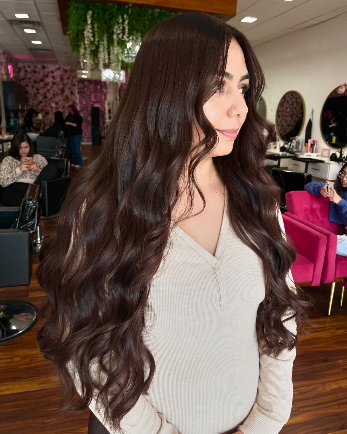 Rich Chocolate Brown With Loose Waves