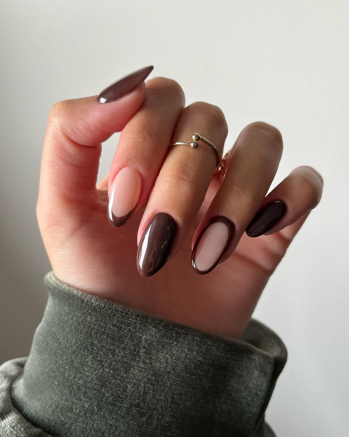 Rich Chocolate French Oval Nails