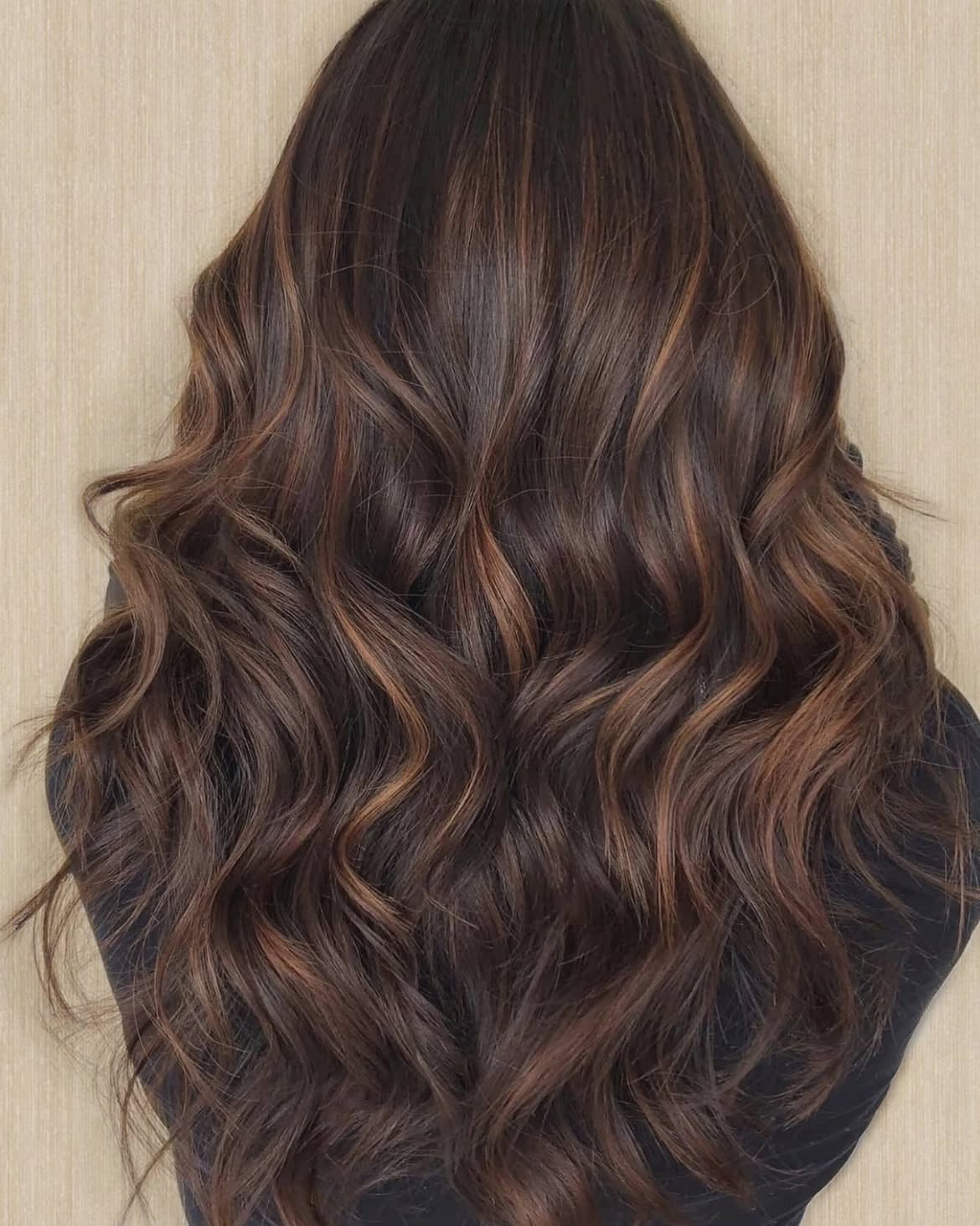 Rich Espresso Balayage With Caramel Highlights