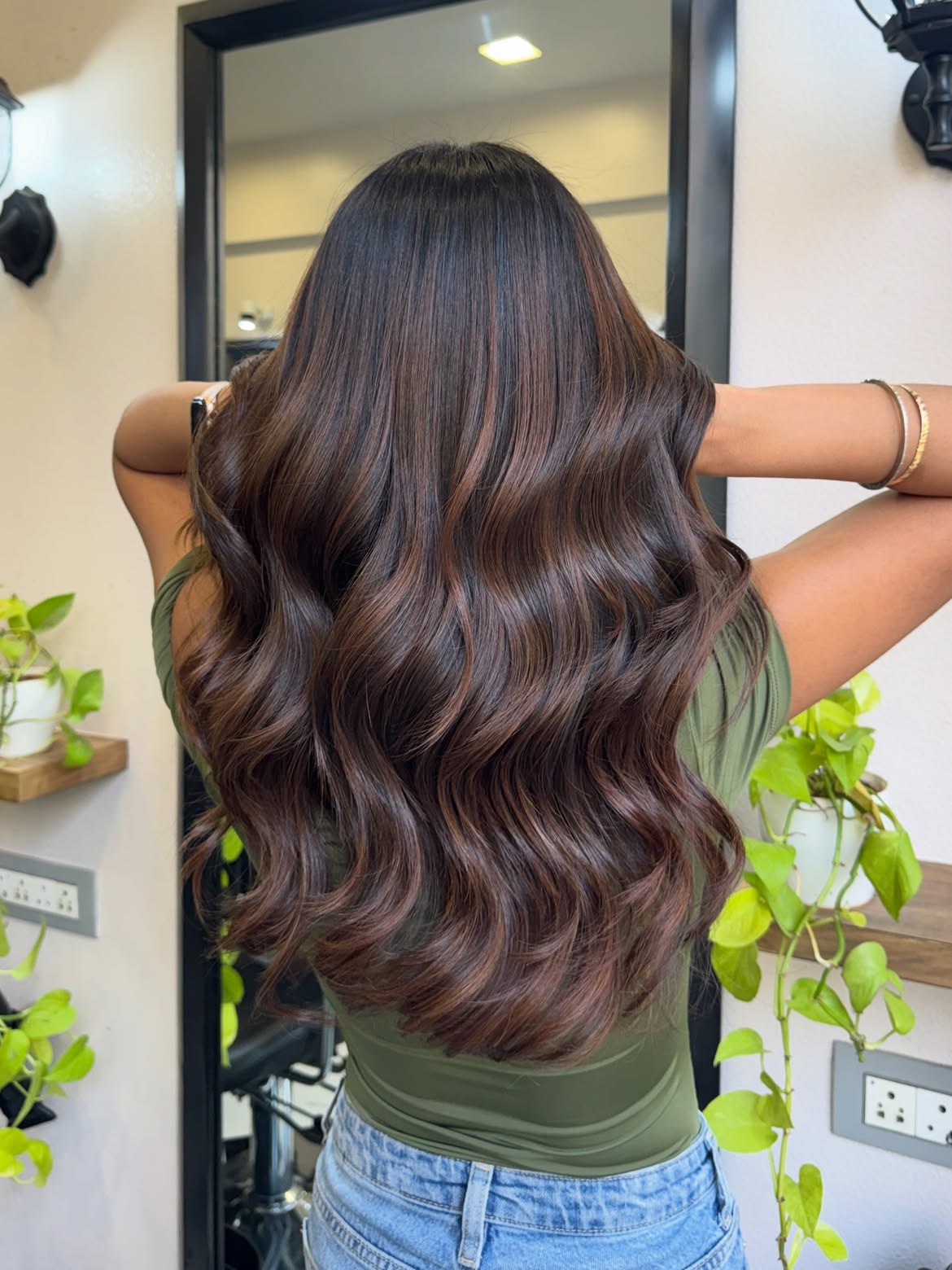 Rich Espresso Balayage With Subtle Auburn Ribbons