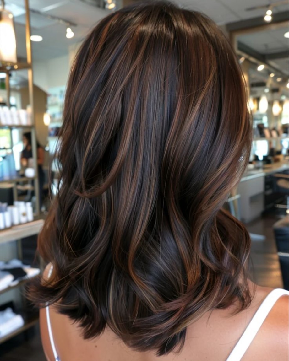 Rich Espresso With Caramel Balayage Waves