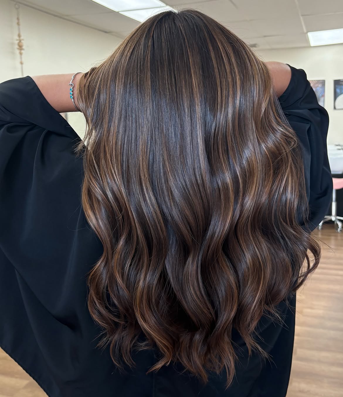 Rich Espresso With Warm Caramel Balayage