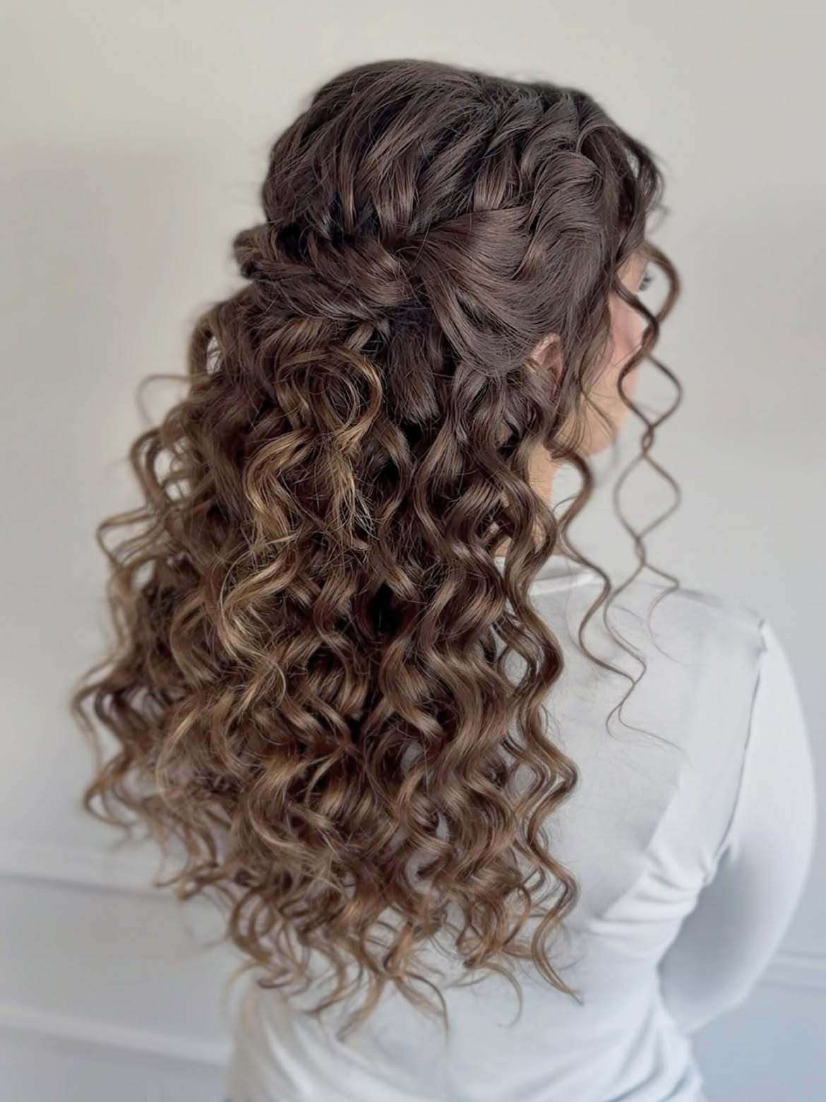 Romantic Half Up Braided Style For Long Curly Hair