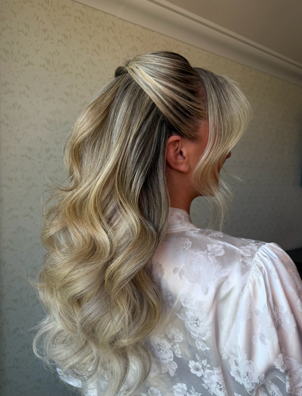 Romantic Half-Up Waves With Braided Detail