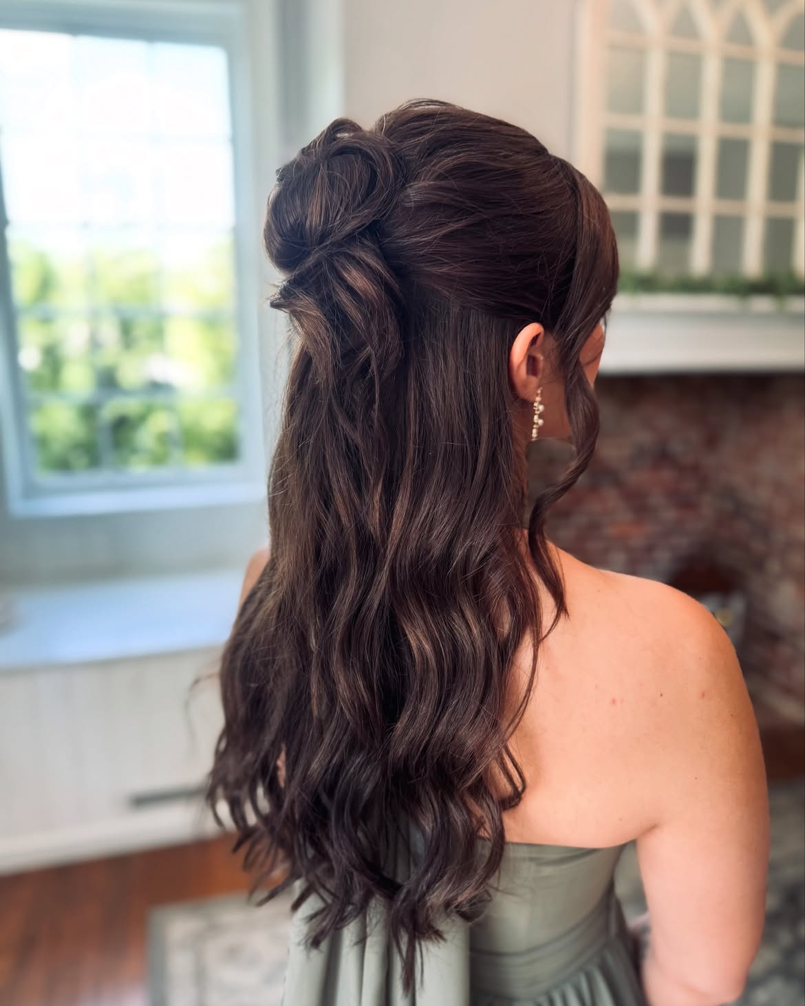 Romantic Twisted Half-Up Bridal Bun