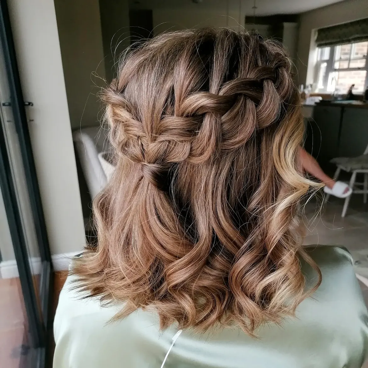 Romantic Waterfall Braid With Loose Curls