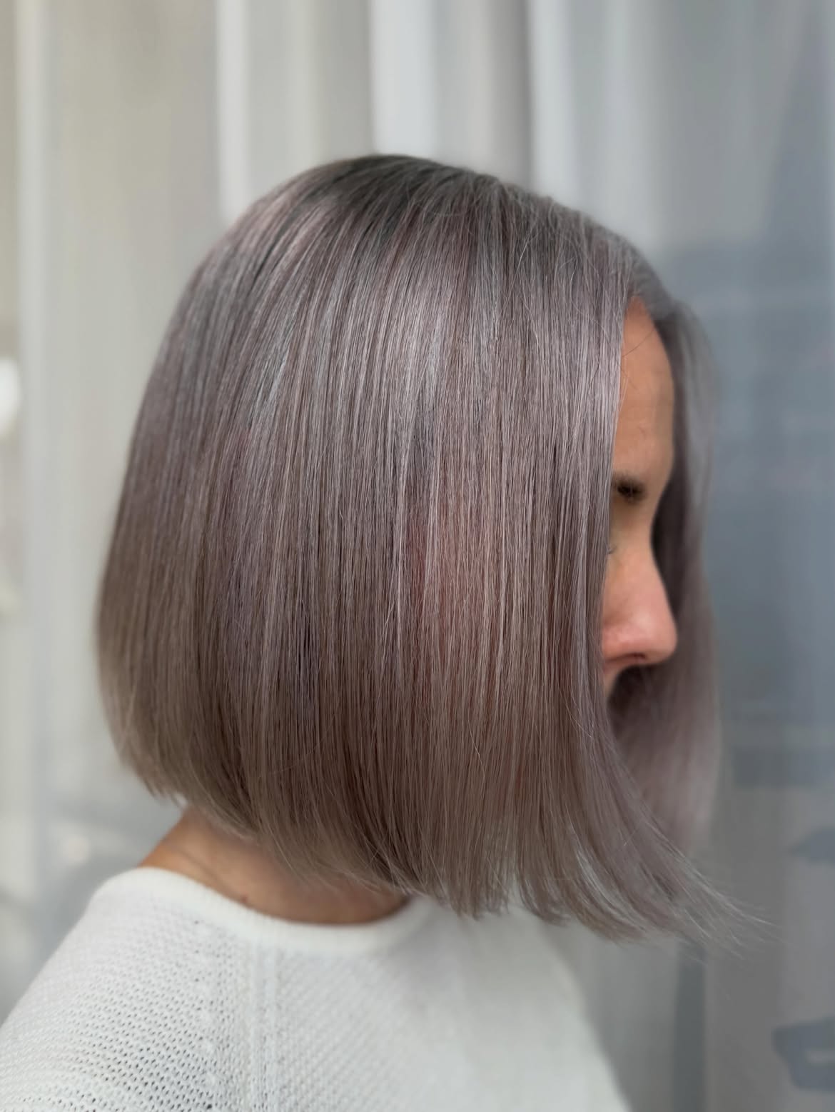 Seamless Grey Blend With A Chic Bob Cut
