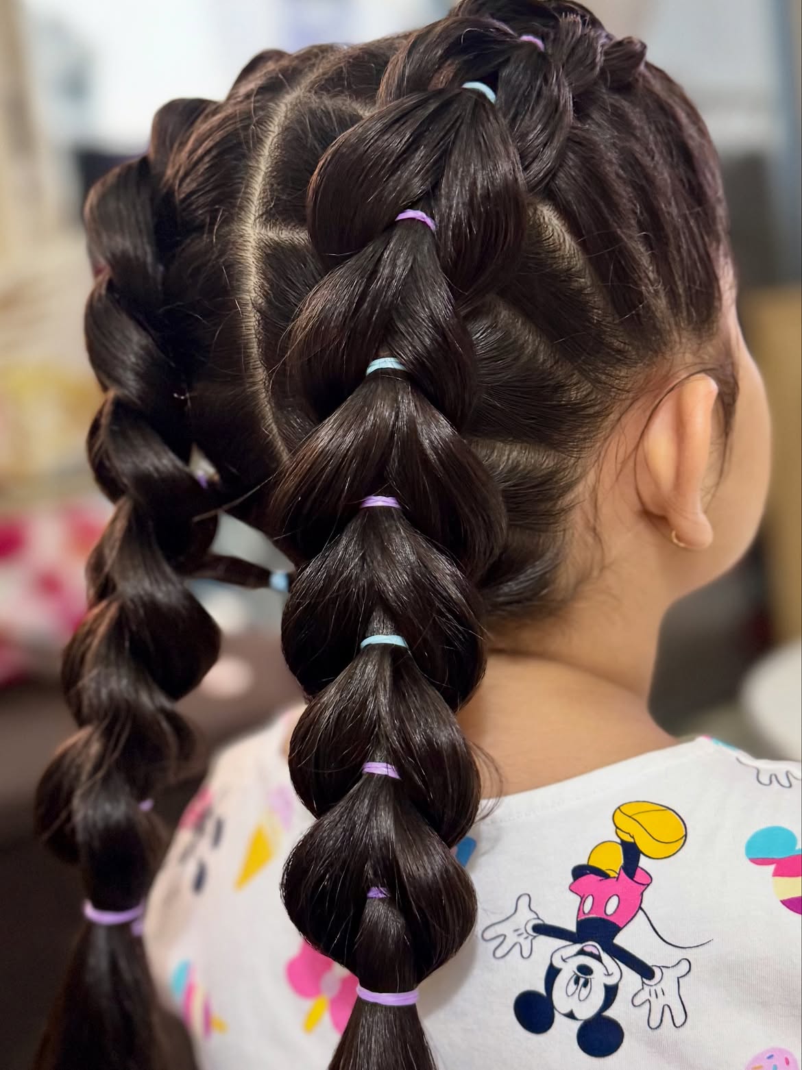 Sectioned Bubble Braid Pigtails For Kids