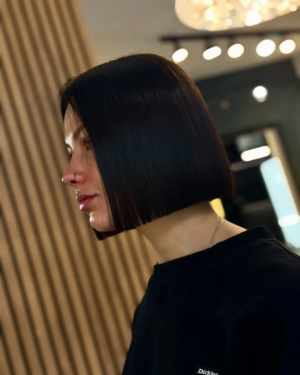Sharp Blunt Chin Length Jet Black Bob