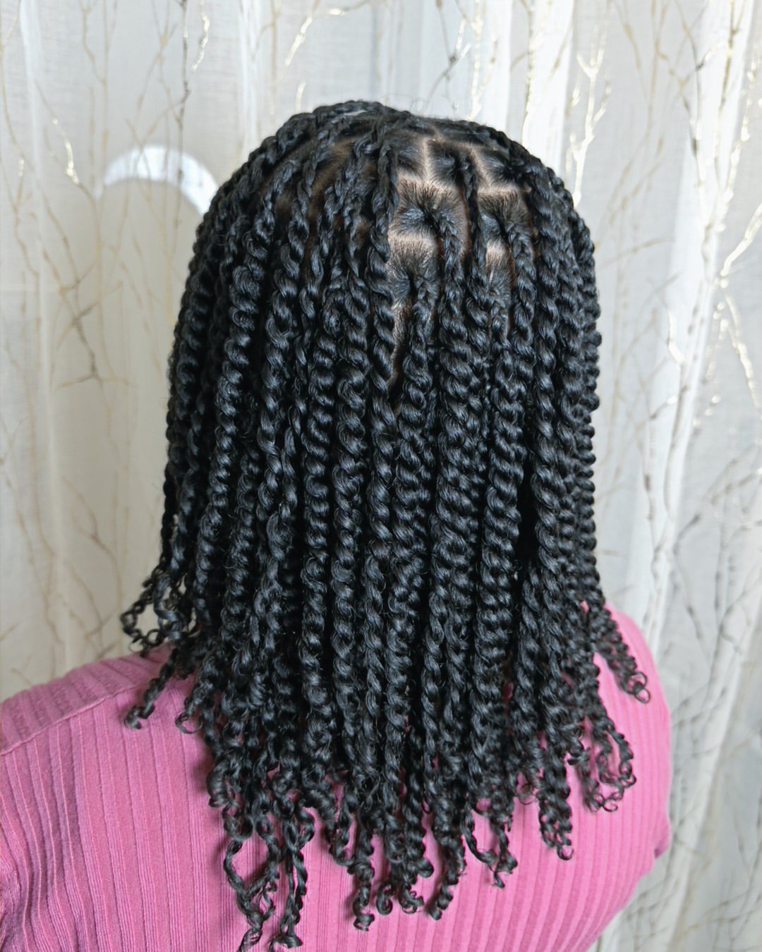 Shoulder Length Natural Black Mini Twists