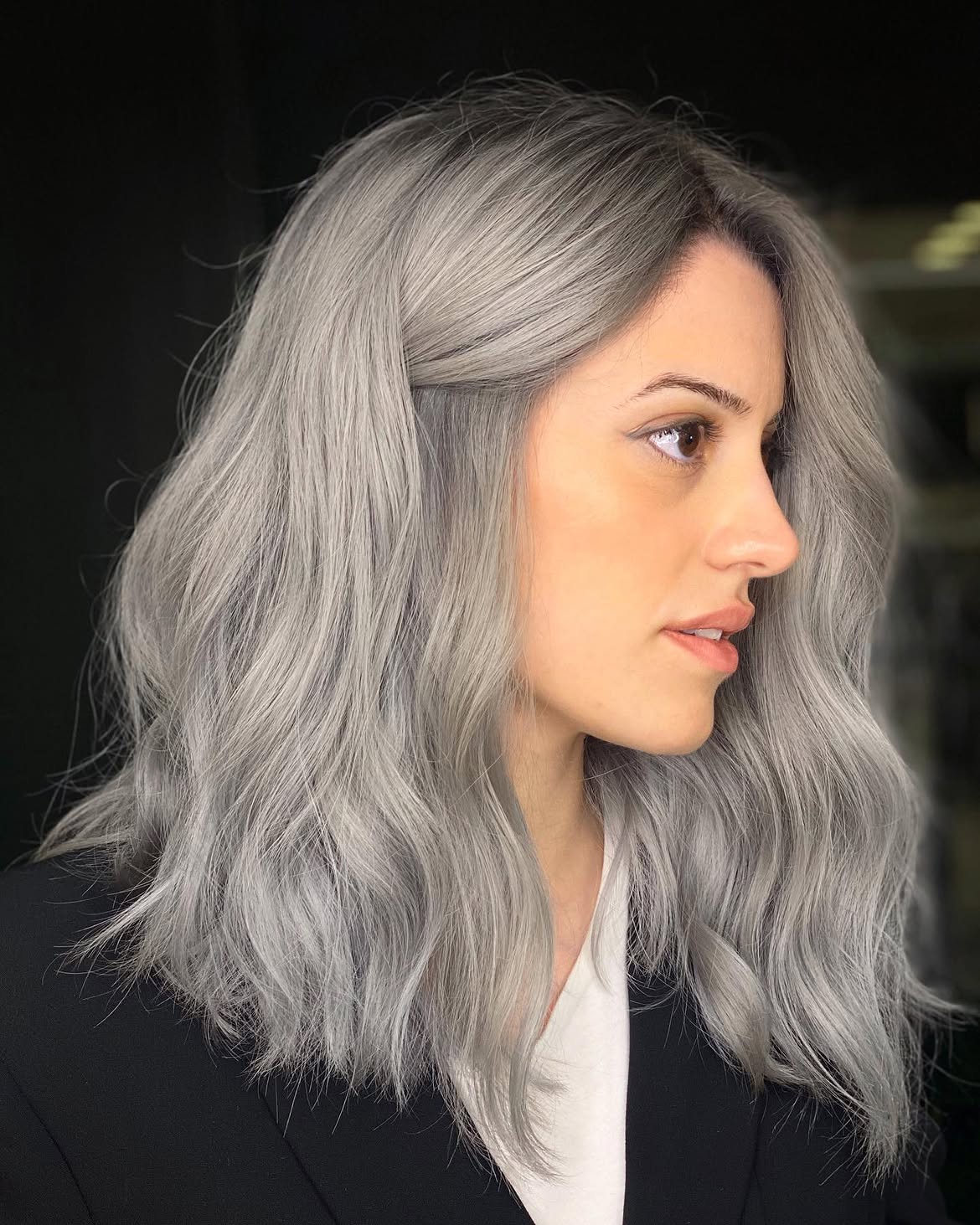 Silver Fox Balayage With Soft Waves