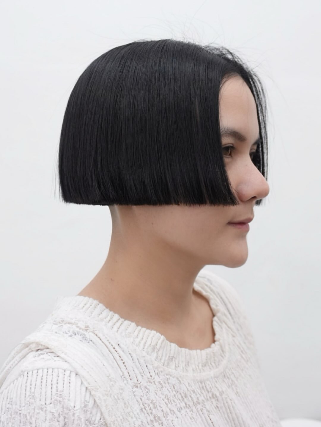 Sleek Chin Length Blunt Cut Black Bob