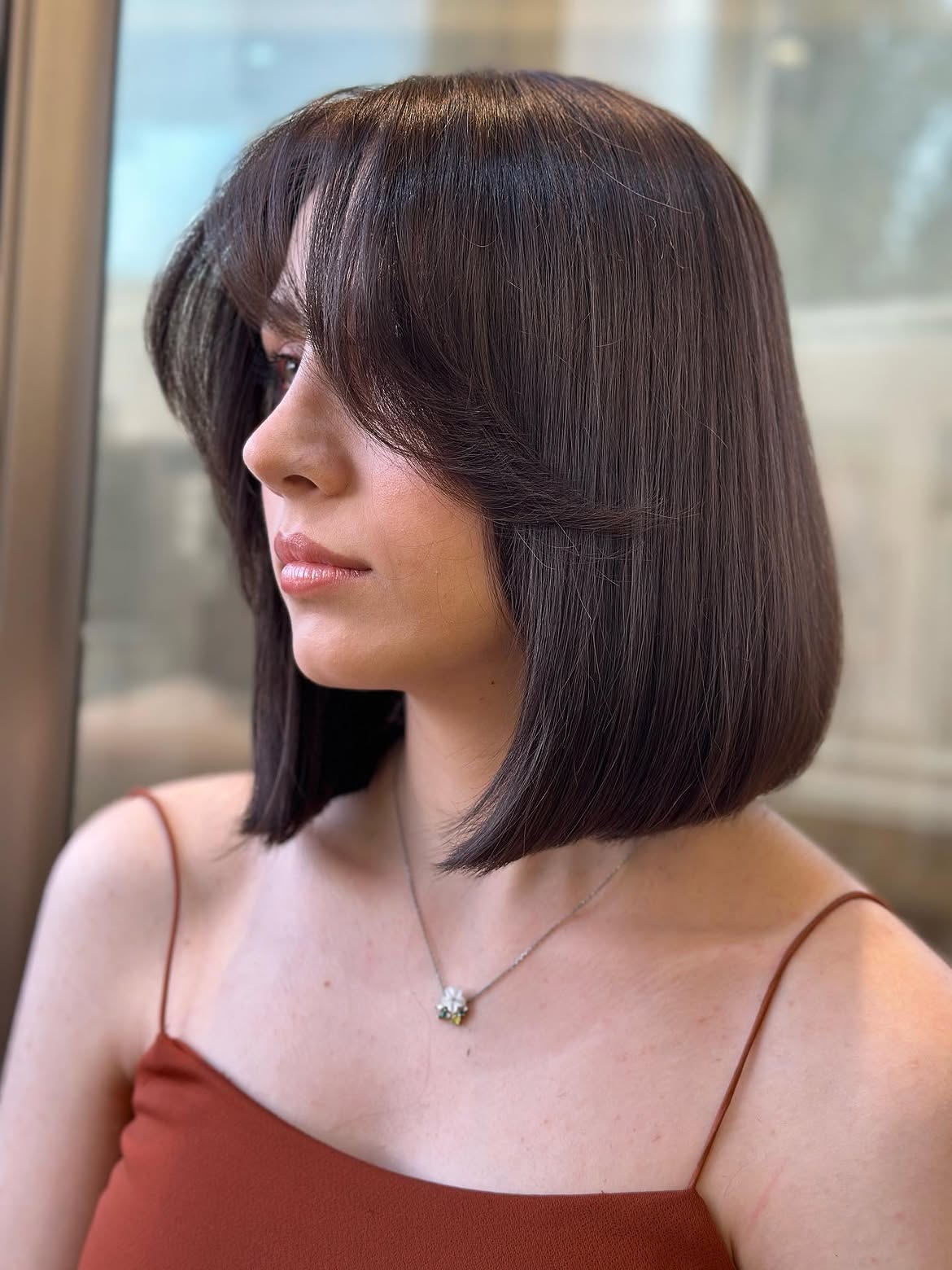 Sleek Chin Length Bob With Face Framing Layers