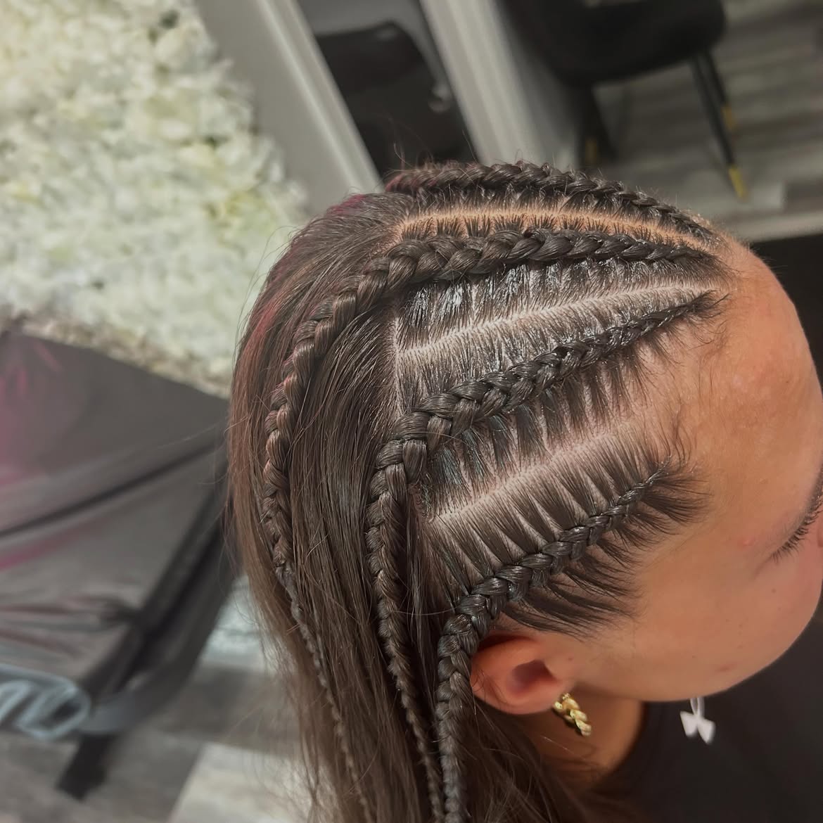 Sleek Cornrow Braids Into Straight Loose Ends