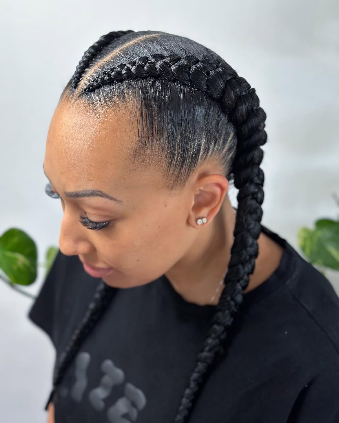 Sleek Double Dutch Braids With Laid Edges