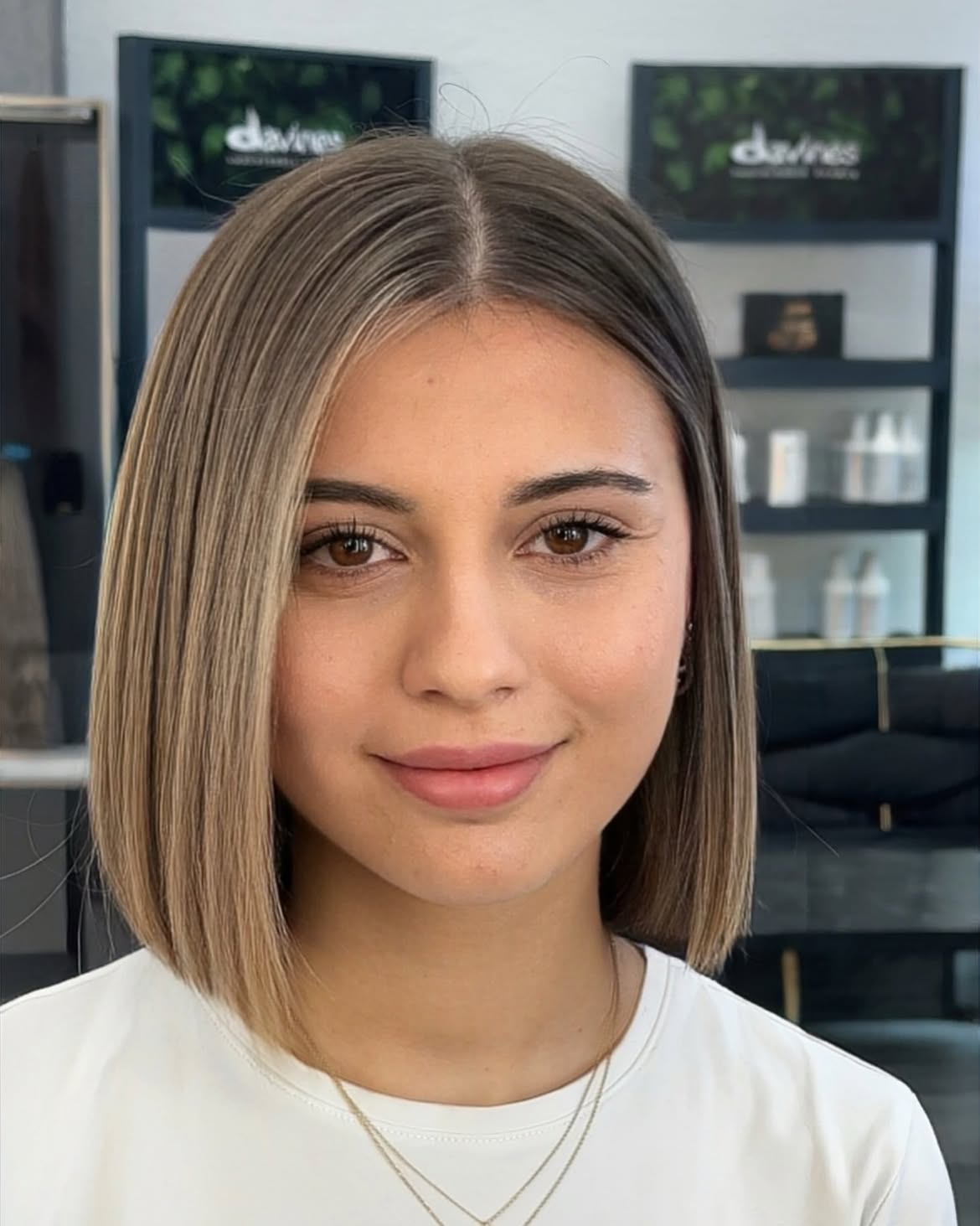 Sleek Golden Blonde Blunt Bob With Face Framing Highlights
