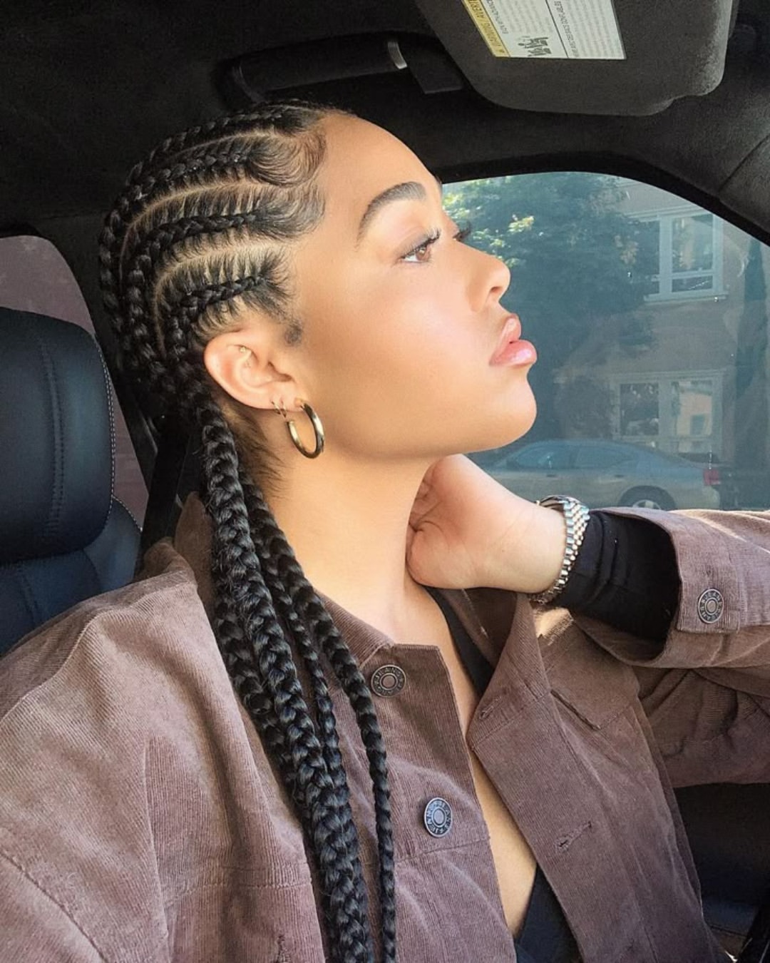Sleek Straight Back Cornrow Braids For Mid Length Hair