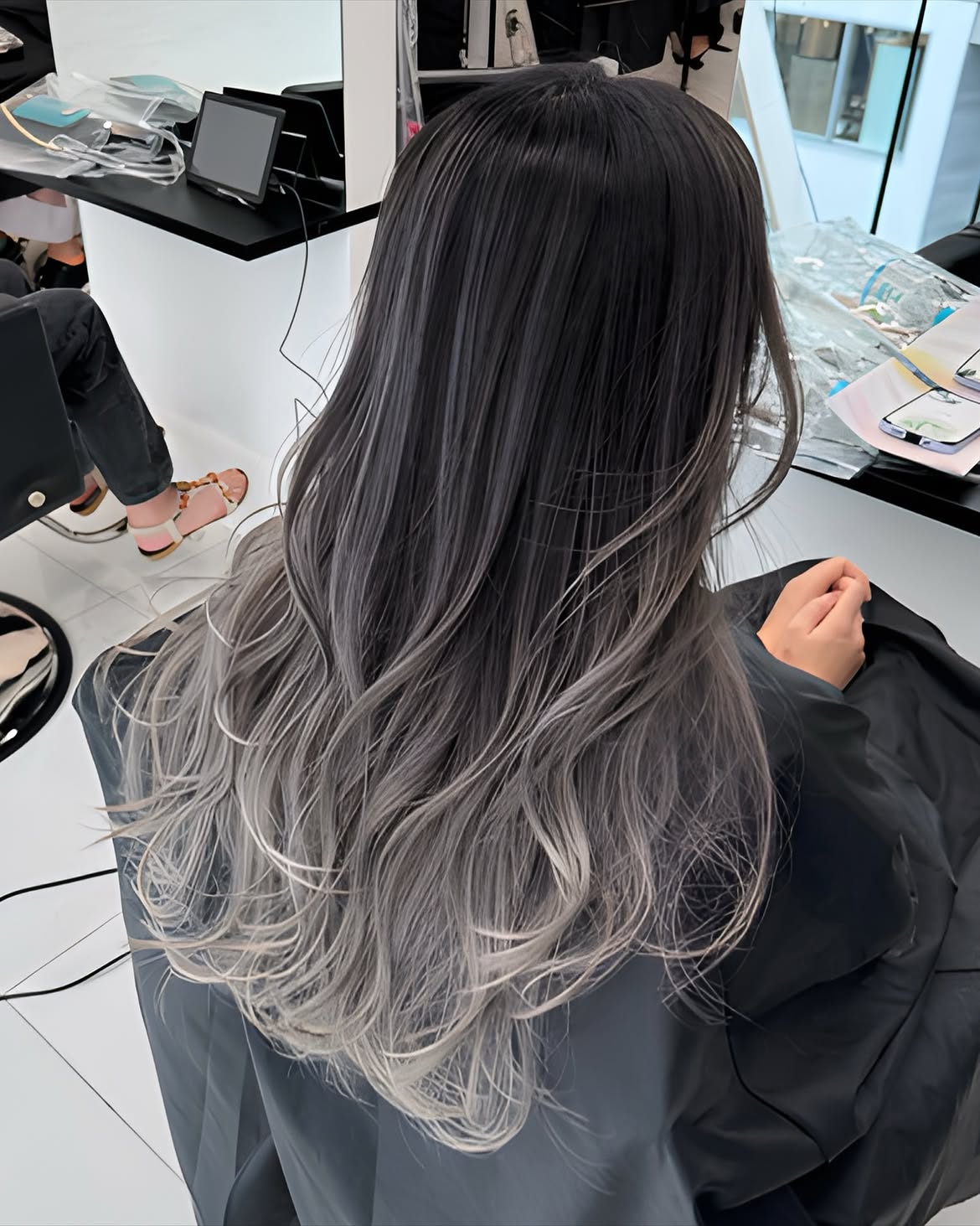 Smoky Ash Balayage With Loose Waves