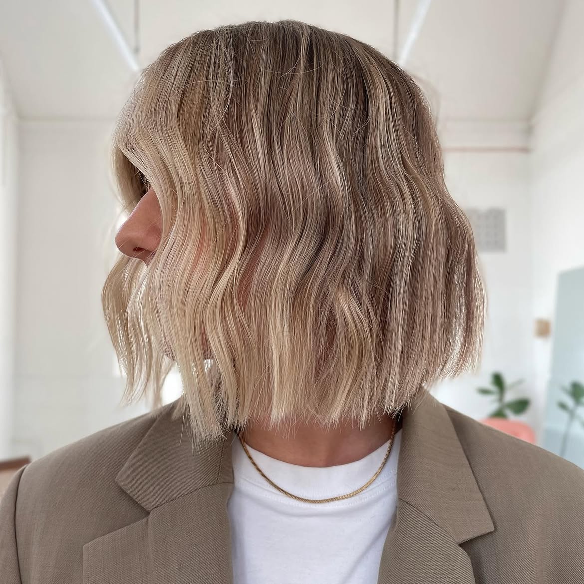 Soft Beach Waves On Honey Blonde Bob