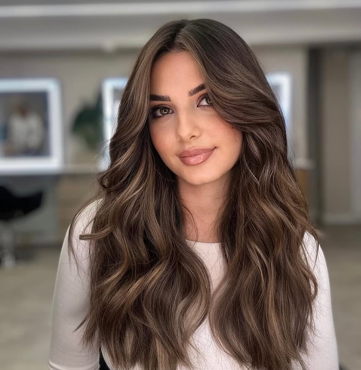 Soft Caramel Balayage With Face Framing Layers