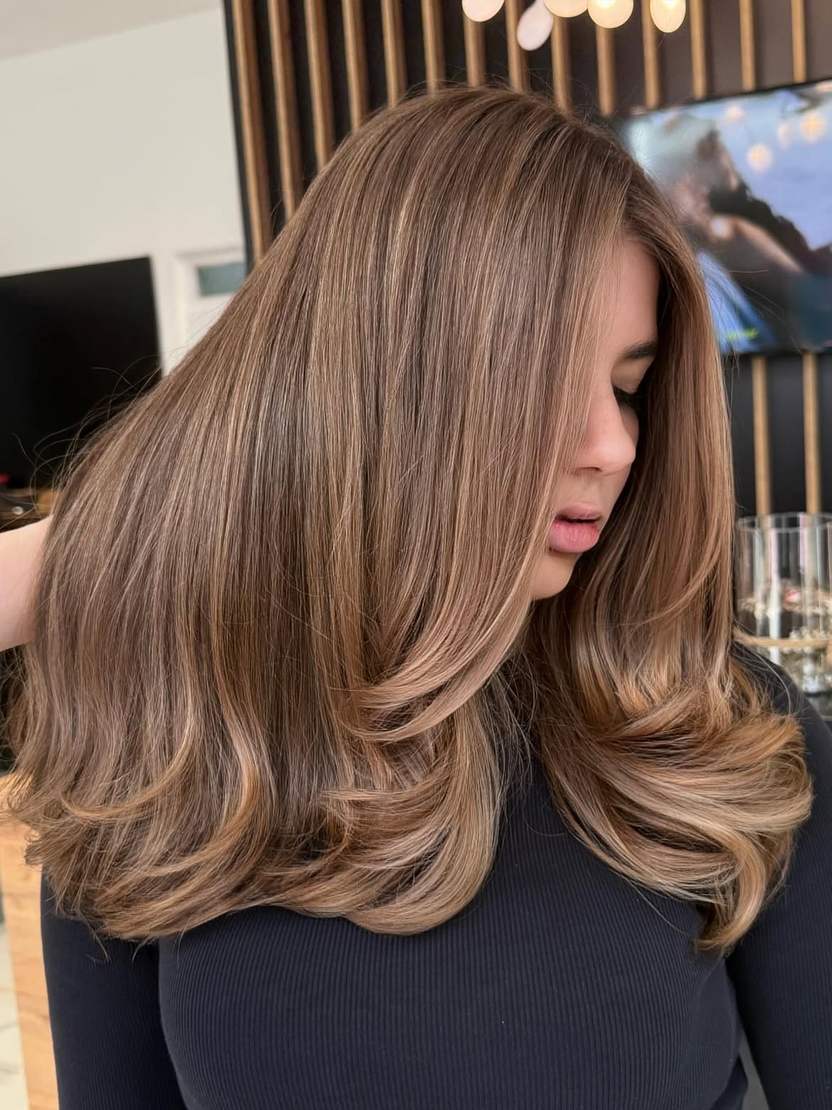 Soft Caramel Balayage With Face Framing Layers