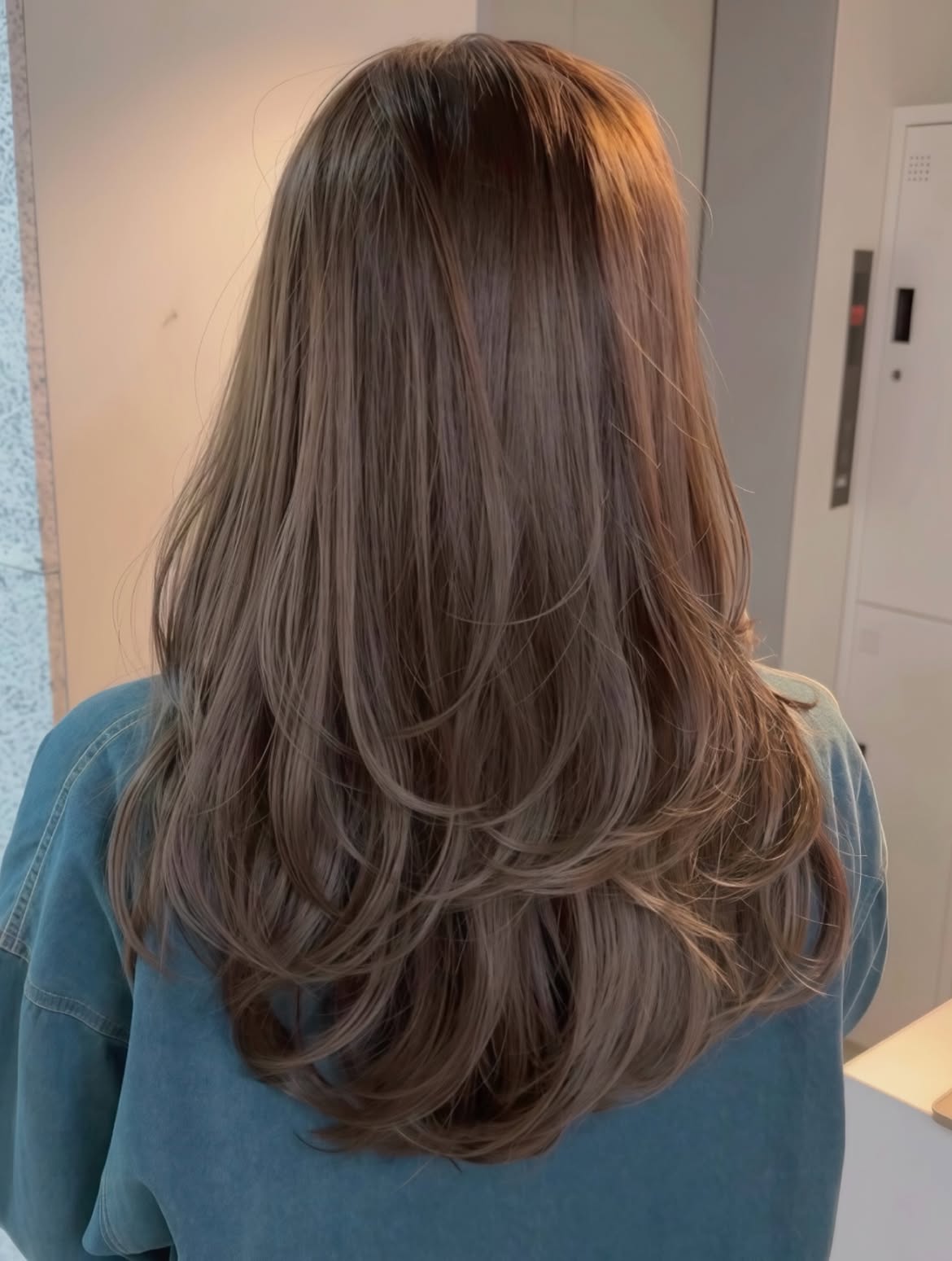 Soft Layered Butterfly Cut On Ash Brown Hair