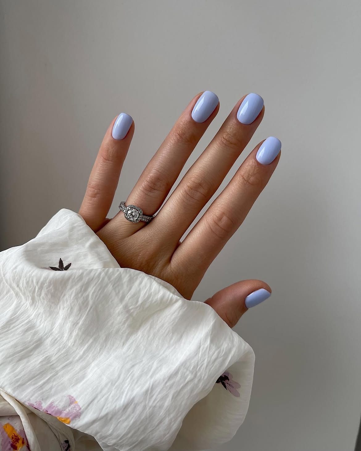 Soft Periwinkle Oval Glossy Nails