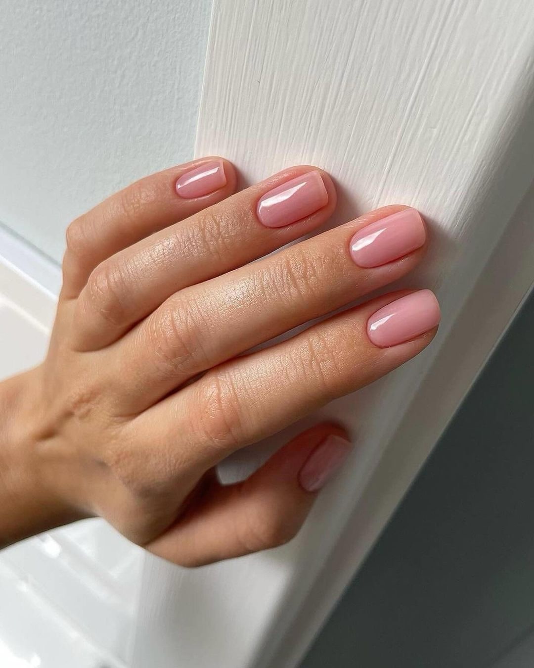 Soft Pink Jelly Squoval Nails