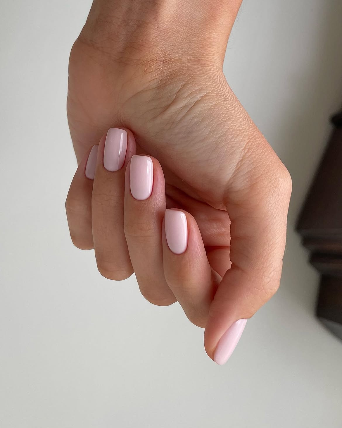 Soft Pink Milky Glossy Squoval Nails