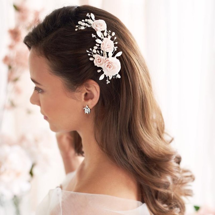 Soft Waves With Floral Hair Clip Accent