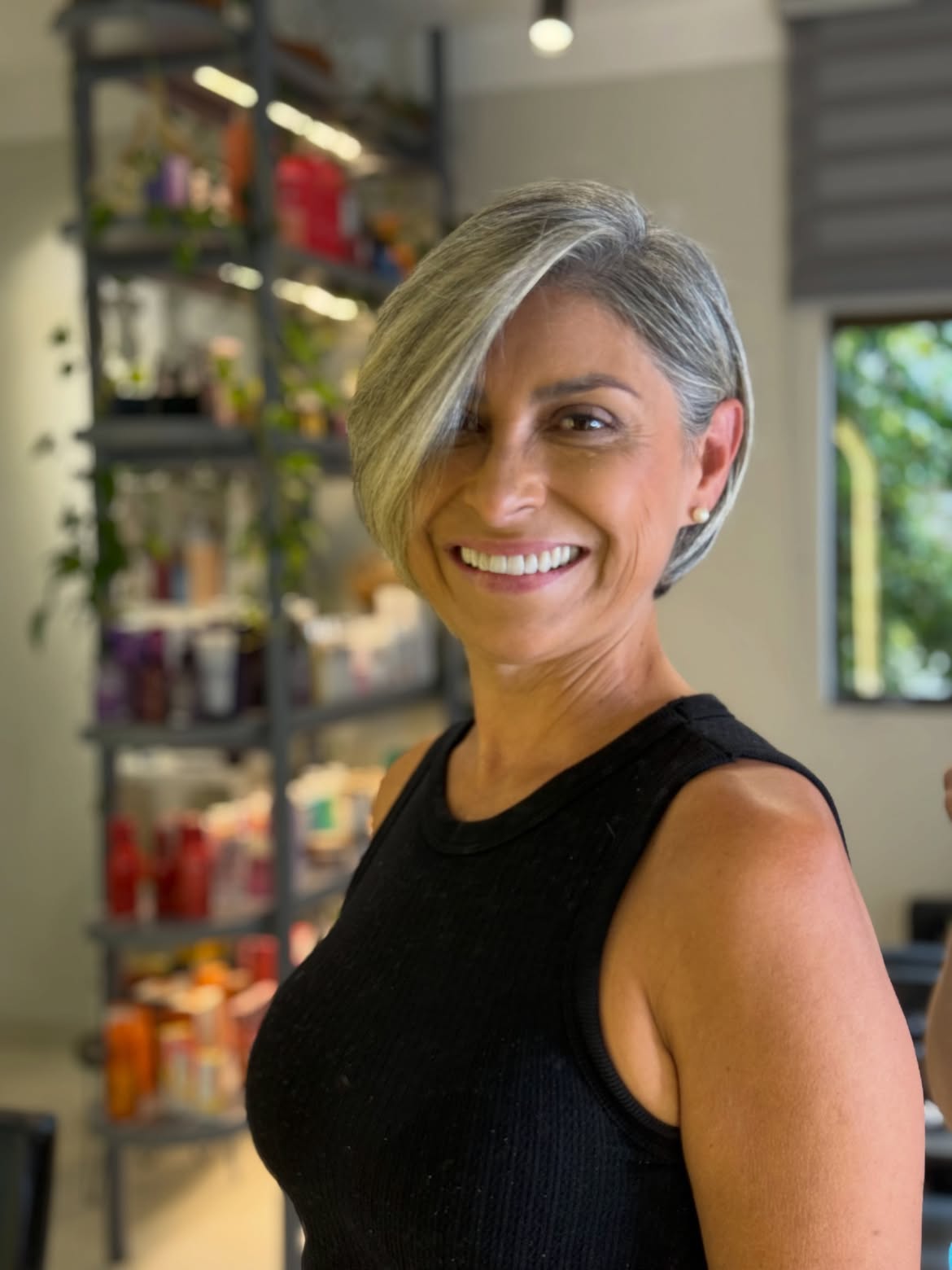 Sophisticated Side Swept Silver Pixie Bob