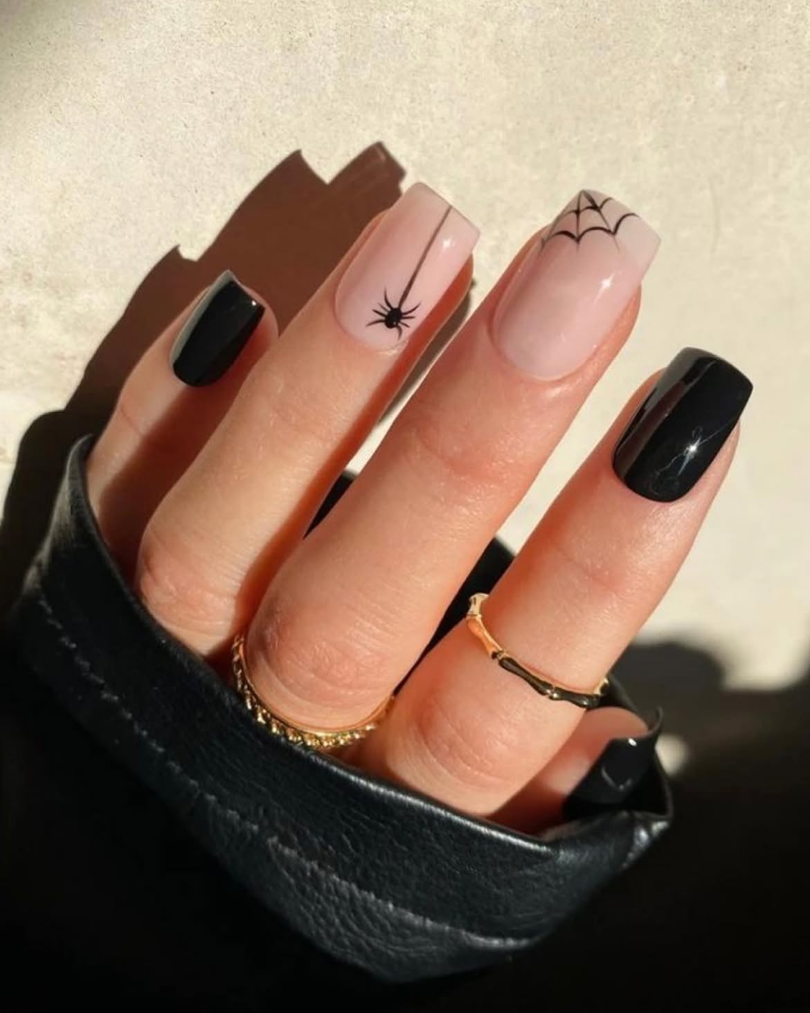 Spooky Spiderweb French Tip Halloween Nails