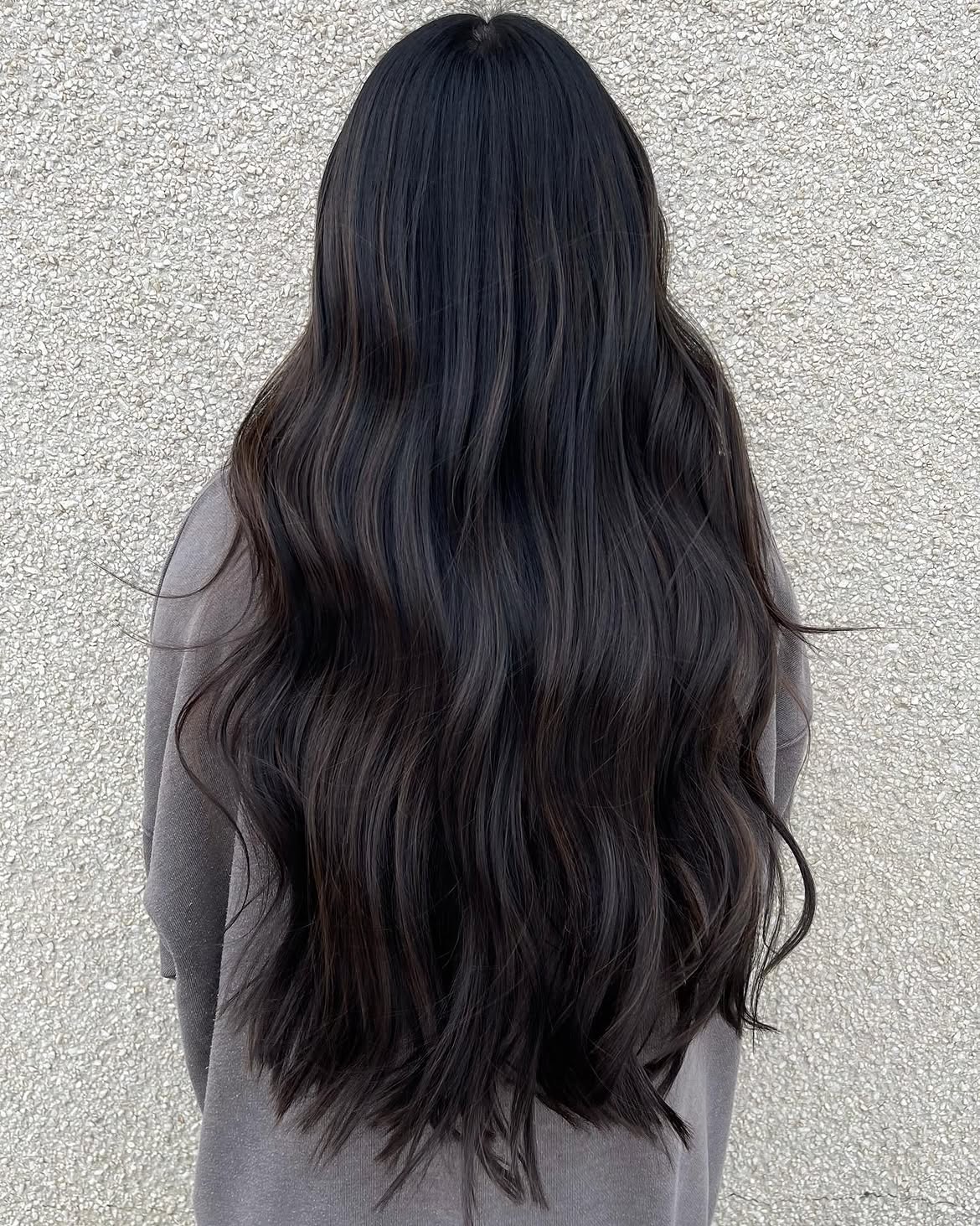 Subtle Chocolate Brown Highlights On Jet Black Hair