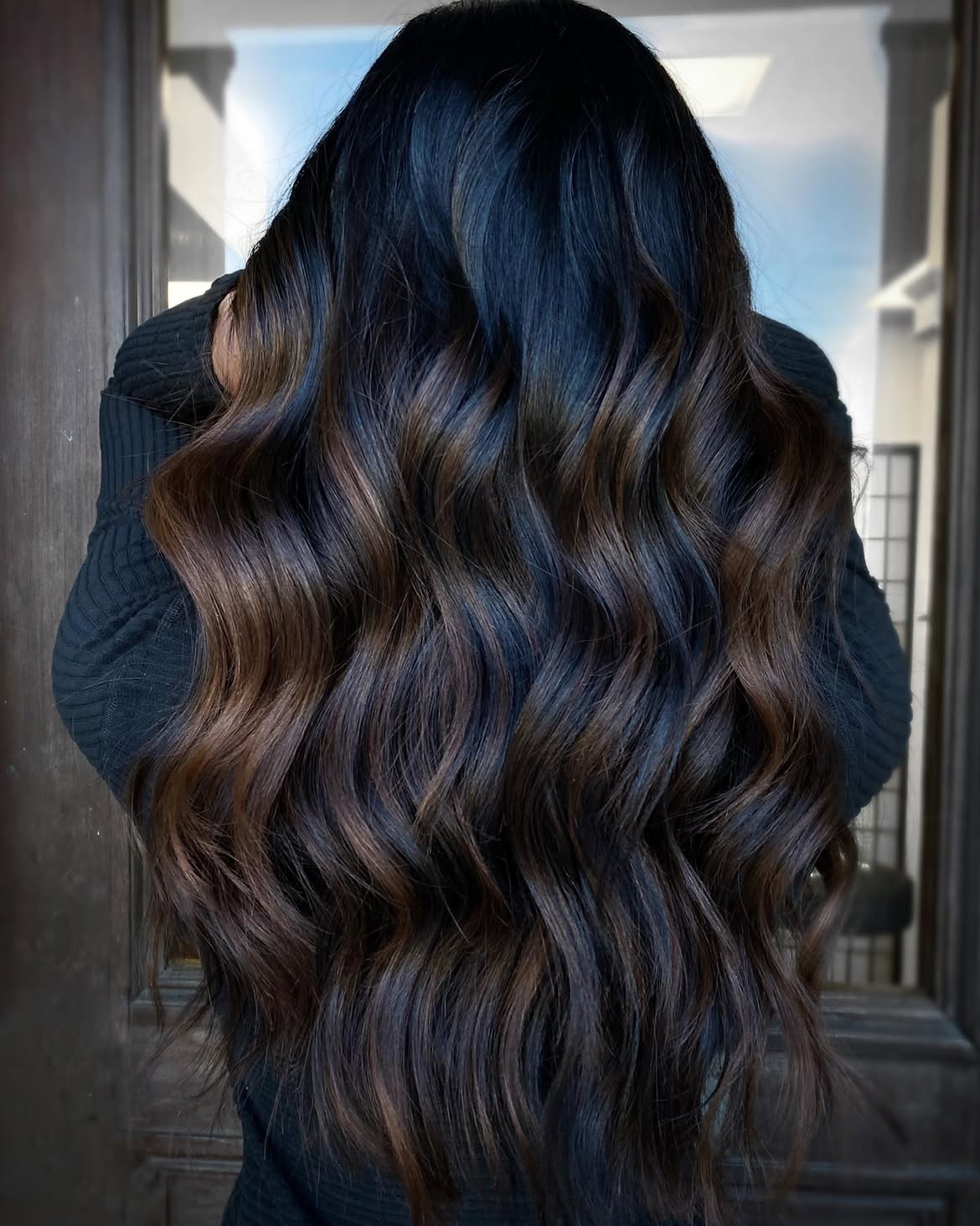 Subtle Chocolate Brown Highlights On Jet Black Hair