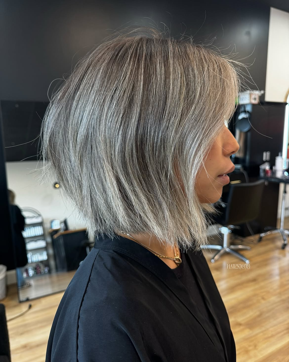 Textured Ash Blonde Bob With Wispy Bangs