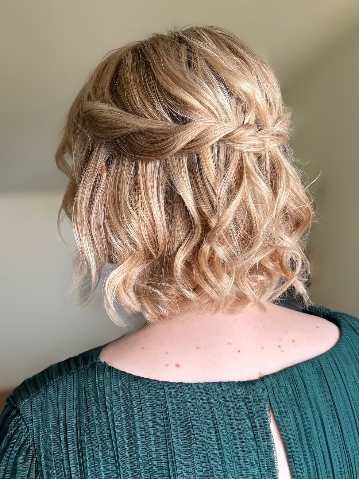 Textured Braided Crown With Loose Curls Bob