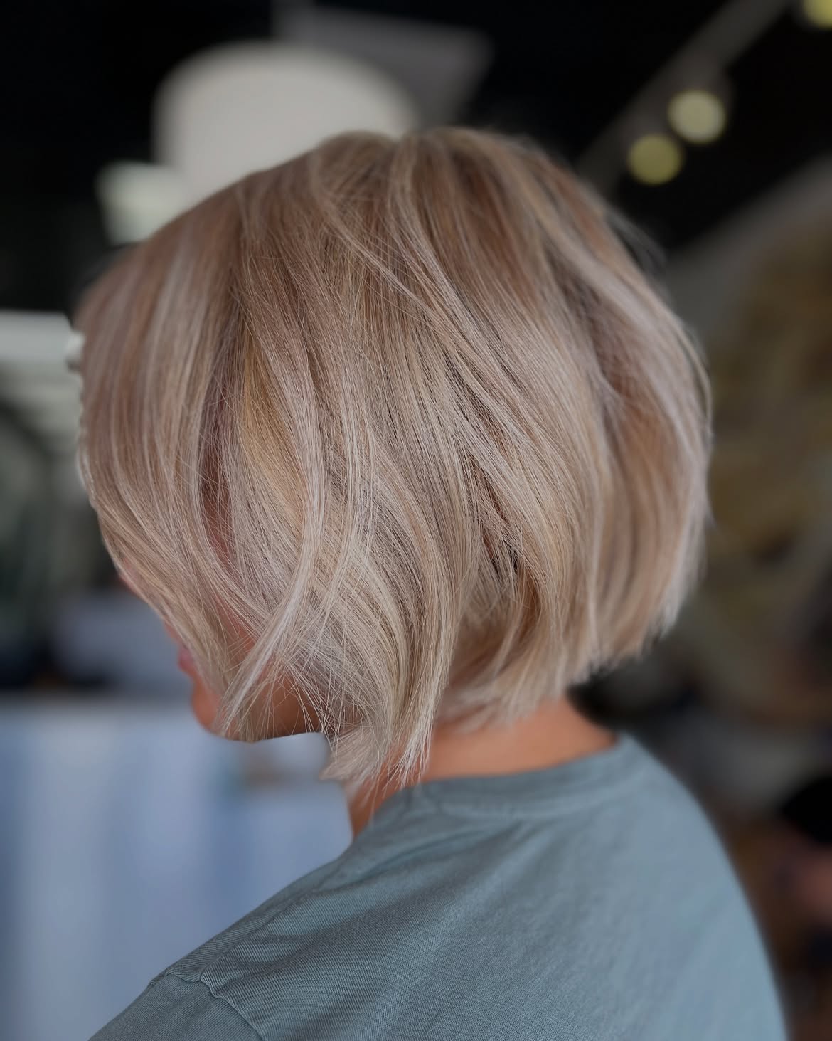 Textured Chin Length Blonde Bob With Soft Layers
