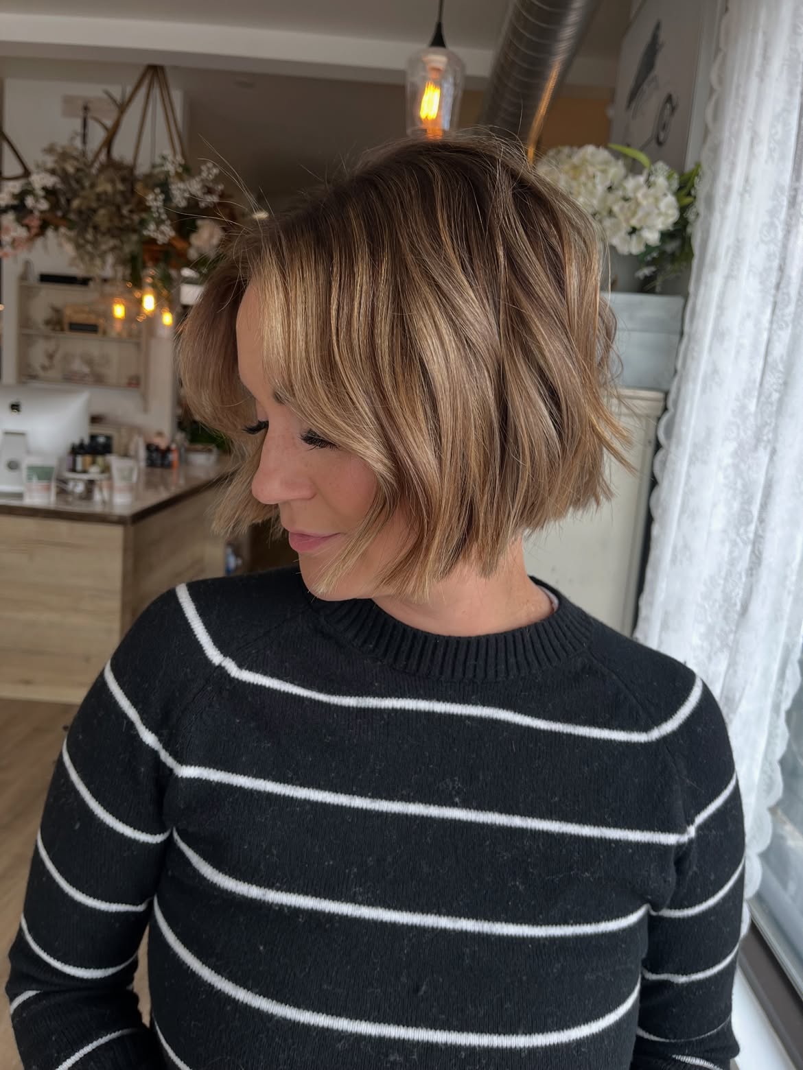 Textured Chin Length Bob With Face Framing Layers