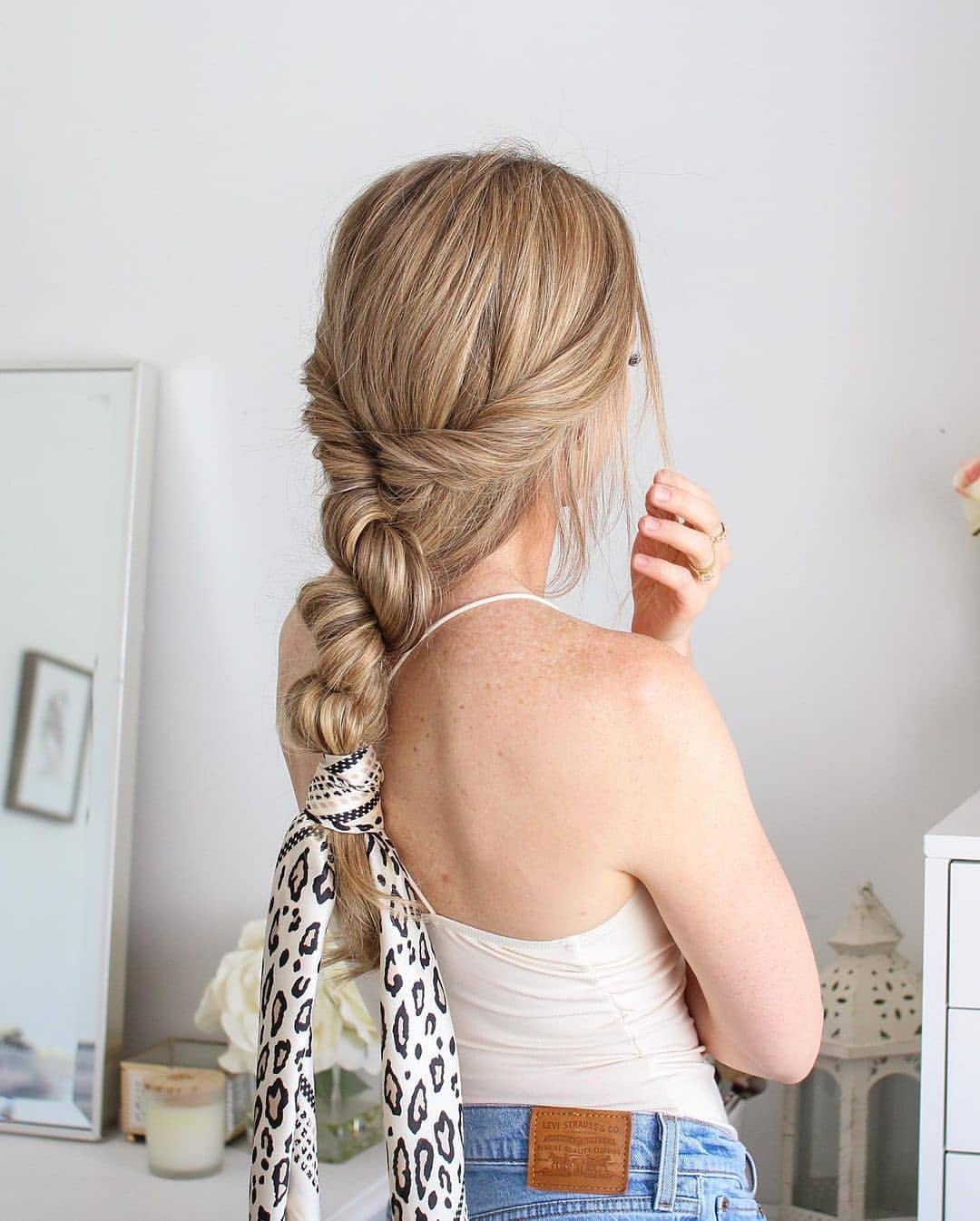 Textured Low Bubble Braid With Silk Scarf Accessory