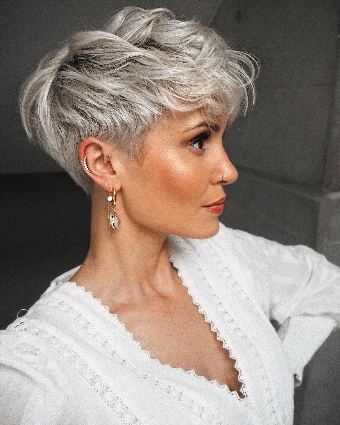 Textured Pixie Cut With Ash Blonde Balayage