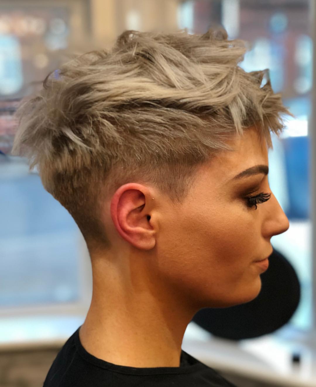 Textured Platinum Pixie With Tapered Sides